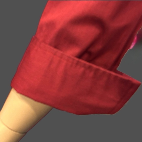 Igigi Aurelia Blouse Plus Size 22 Red Ruffled Neck Turn-Up Cuffs Button Up NWT - Picture 7 of 14